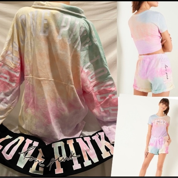 NEW VICTORIAS SECRET PINK FREYA TIE DYE TEE SHIRT & SHORTS (OR LEGGINGS) XS-XXL - Picture 5 of 12